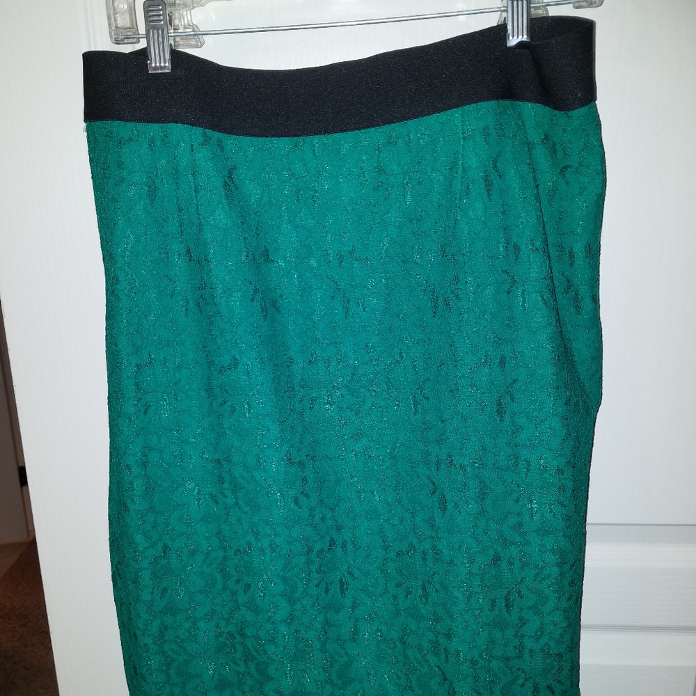 Alfani Emerald Green Lace Skirt Exposed Zipper